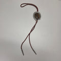 Vintage Western Banded Tigers Eye Agate Silver Tone Leather Western Bolo Tie