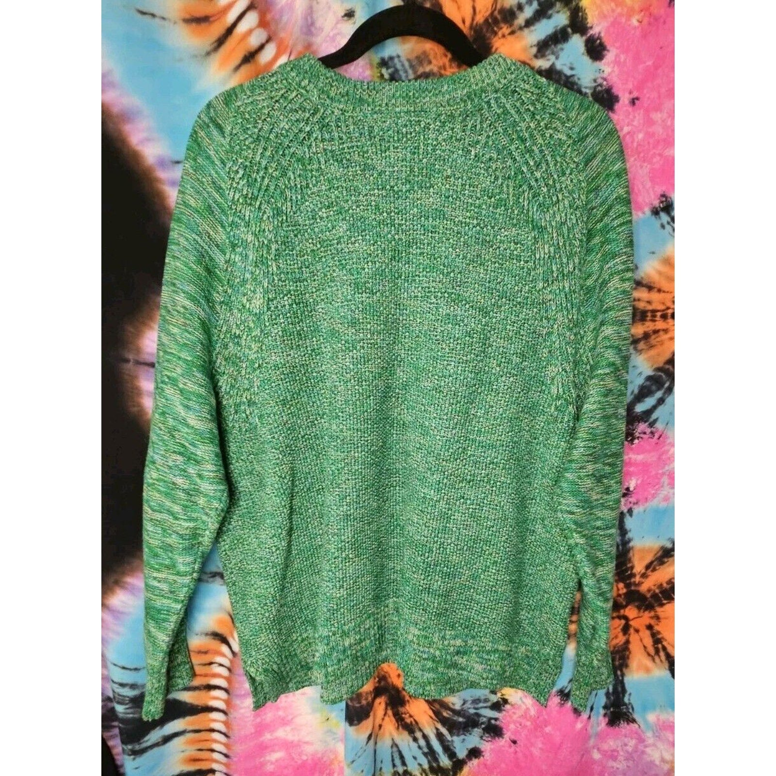 Gap Sweater Women’s XL Chunky Knit Green Crew Neck Pullover Sweater 100% Cotton