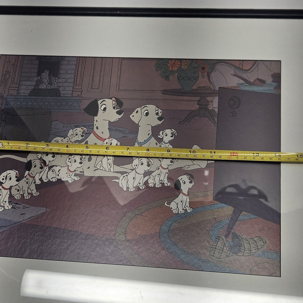 Vintage Disney 101 Dalmatians Watching TV Gather Round Matted Picture 17x21"