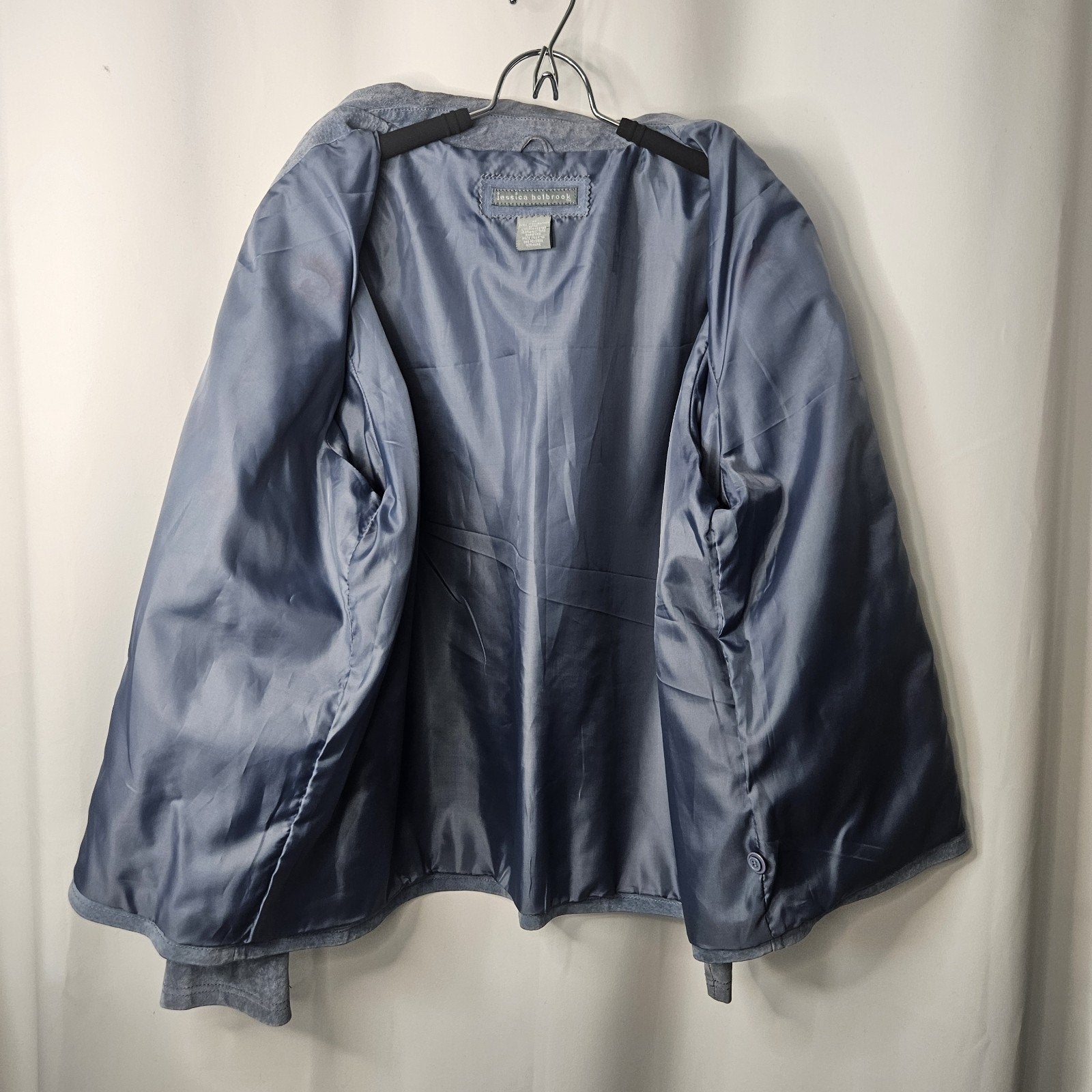 Jessica Holbrook Jacket Womens 1X Blue Suede Leather Floral Embroidered Artsy