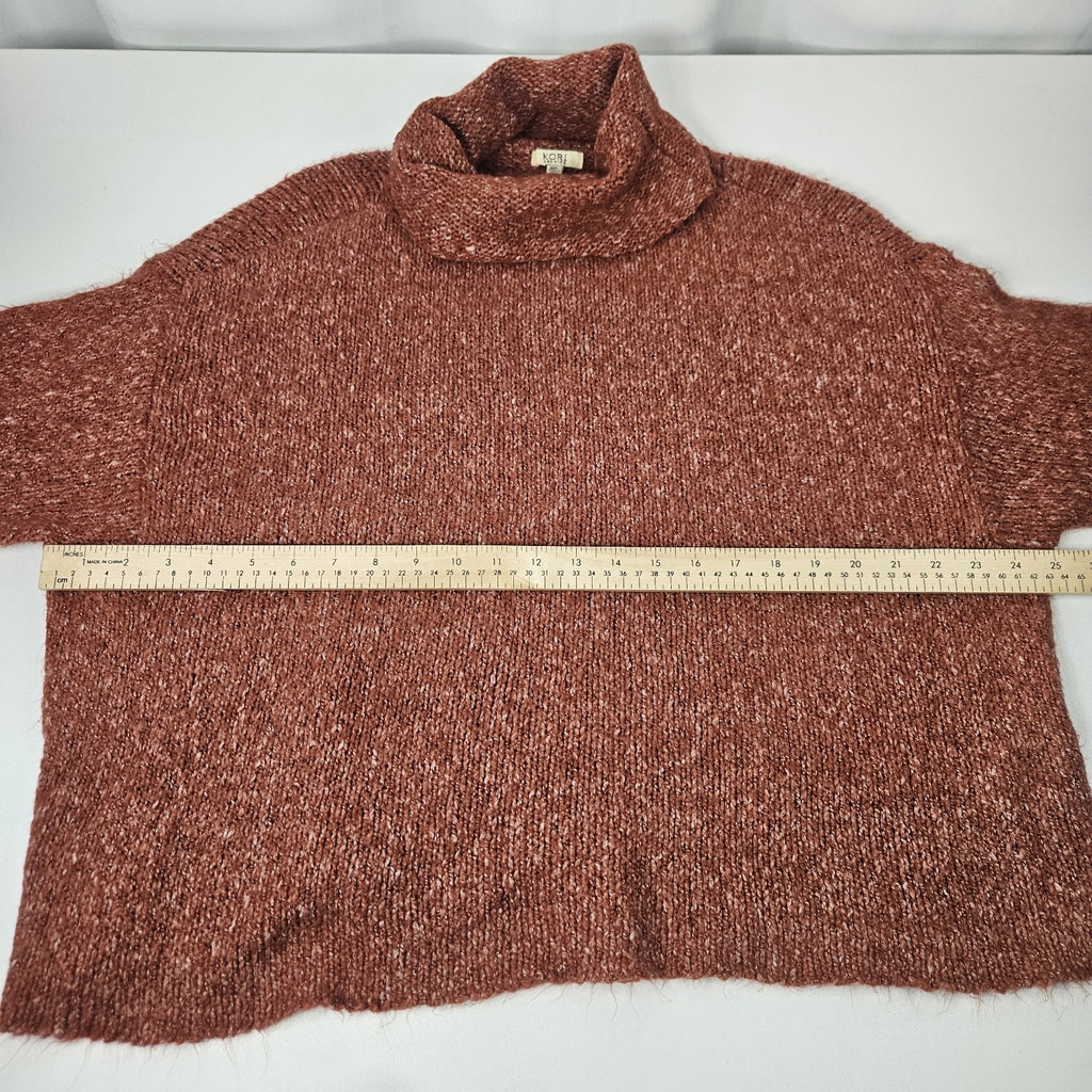 Cowl Neck Oversized Crop Sweater Kori Size M/L Scarlet Flame, Burnt Orange
