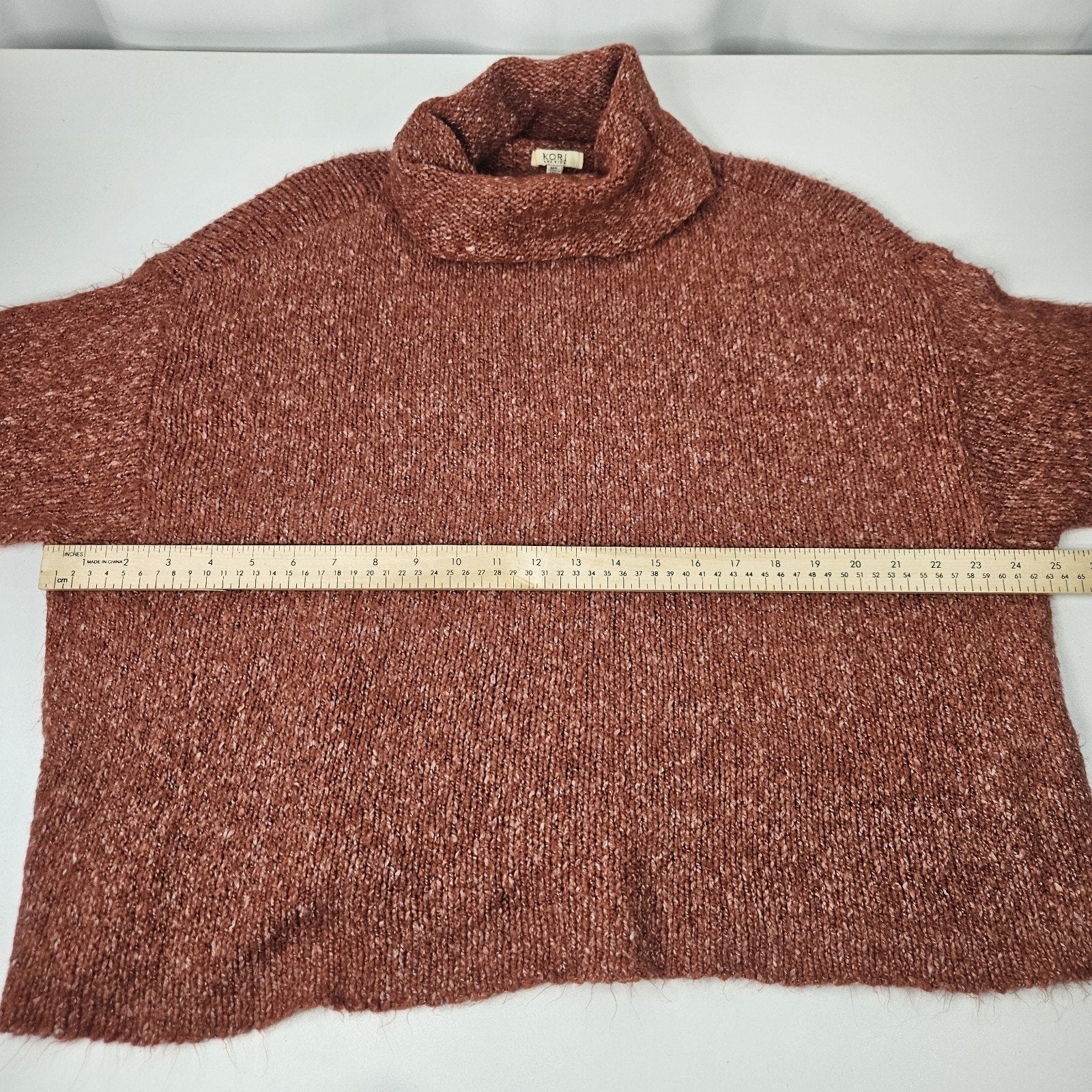 Cowl Neck Oversized Crop Sweater Kori Size M/L Scarlet Flame, Burnt Orange