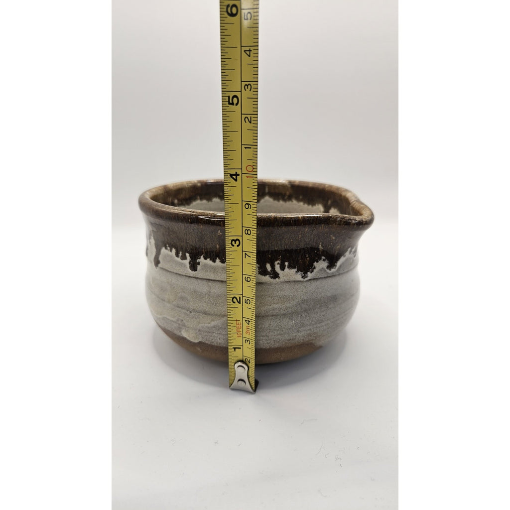 Handmade Studio Pottery Mug Pitcher Brown Glazed Pottery Signed 3.5"