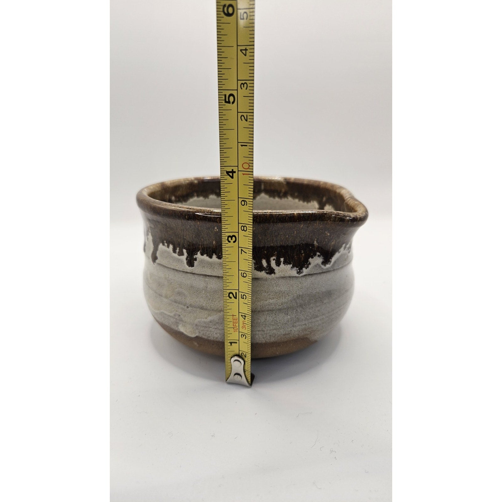 Handmade Studio Pottery Mug Pitcher Brown Glazed Pottery Signed 3.5"