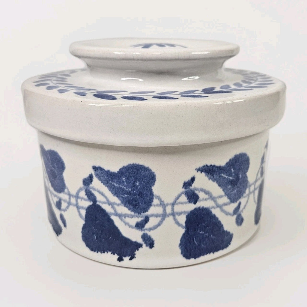 Vintage Amnion Triana Salt Glaze Stoneware Floral Print Butter Crock W Lid