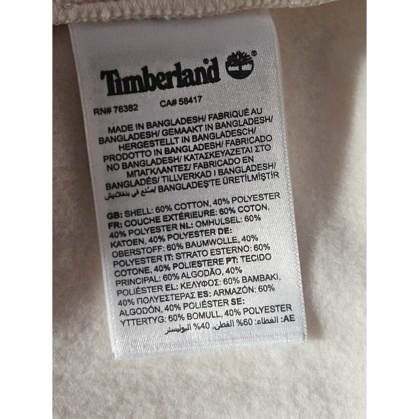 Timberland Cropped Hoodie Women's XL Oversized Fit Cream W White