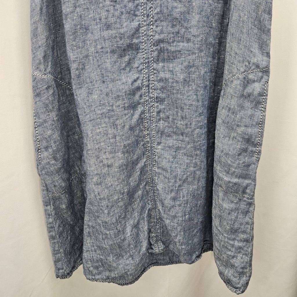 Max Studio Dress Denim Blue 100% Linen Size Large Tank Dress Vintage Y2K Summer