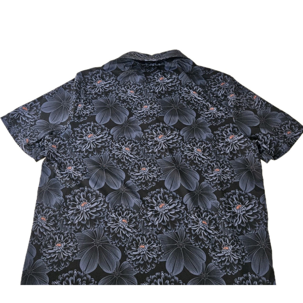 Sunday Swagger Polo Shirt Mens Small Black Floral AOP Stretch Performance Golf