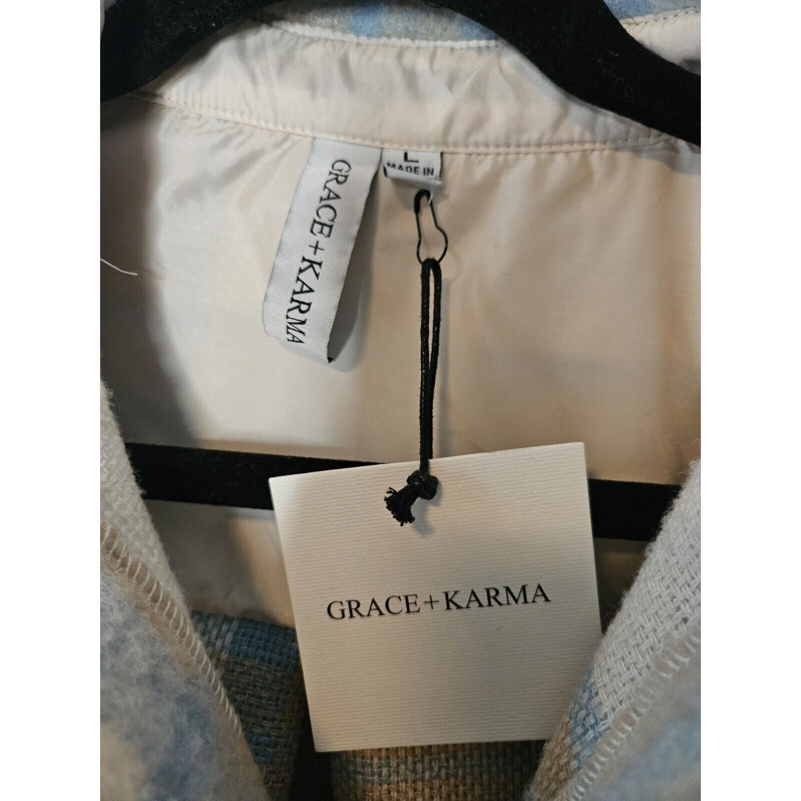 NWT Grace & Karma Women's Size L Shacket Plaid Button Down Pockets Shirt/Jacket