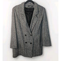 Vtg 80s Herringbone Double Breasted Tweed Over Coat Miss New Yorker Size Large