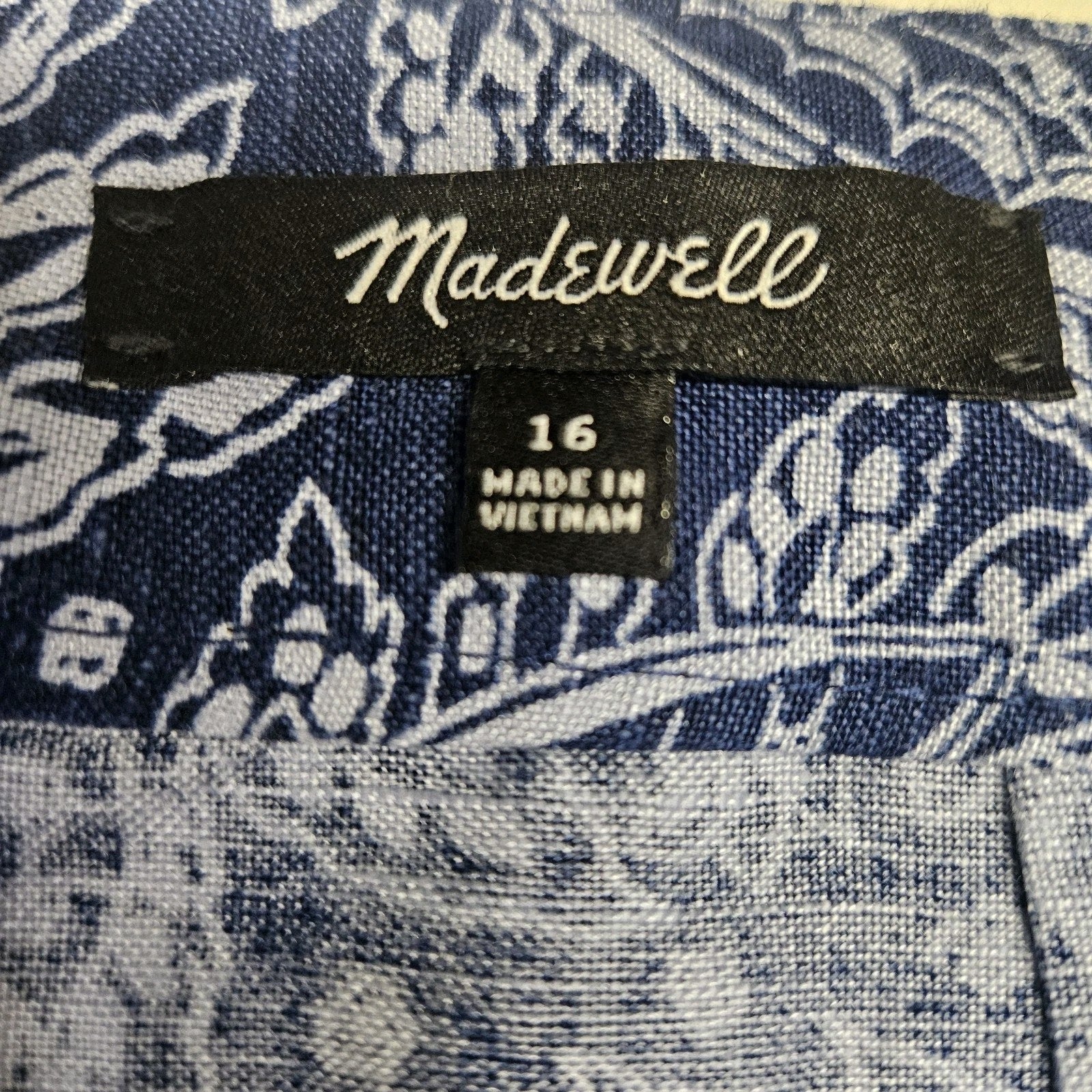 Madewell Skirt Womens Size 16 Blue Paisley Linen Long Maxi Summer Vacation Boho