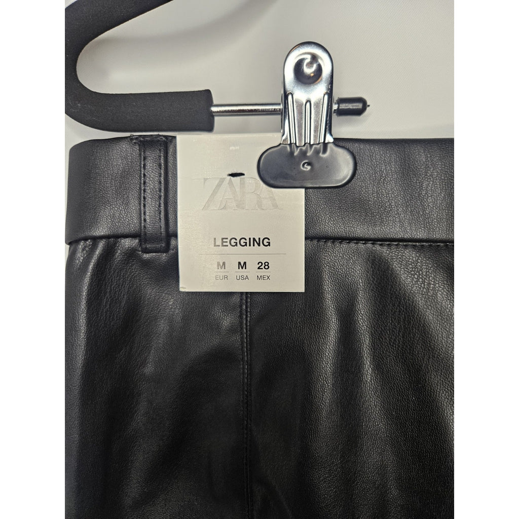NWT Zara Women’s Faux Leather Black High Rise Legging Pants Size Medium