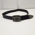 Vtg Joe's Jeans Black Leather Belt w/ Embellishment Buckle Large Western Cowboy