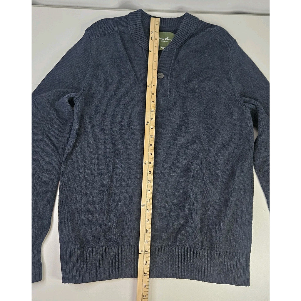 Eddie Bauer Cotton Pullover Long Sleeve Knit Sweater size LT Blue Fisherman