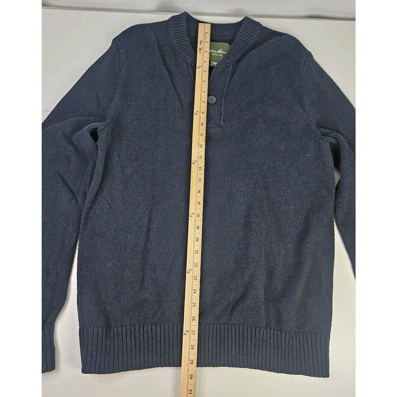 Eddie Bauer Cotton Pullover Long Sleeve Knit Sweater size LT Blue Fisherman