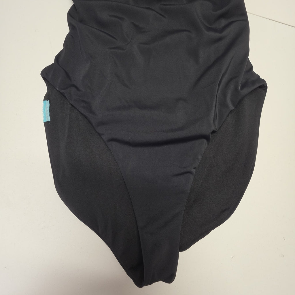Dixxon Black One Piece Swimsuit Beach Logo XL Classic Strappy Back NWOT