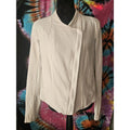 BLANKNYC White Cotton Jacket Asymetical Zip Large Mesh Panels Zip Cuffs Size XL