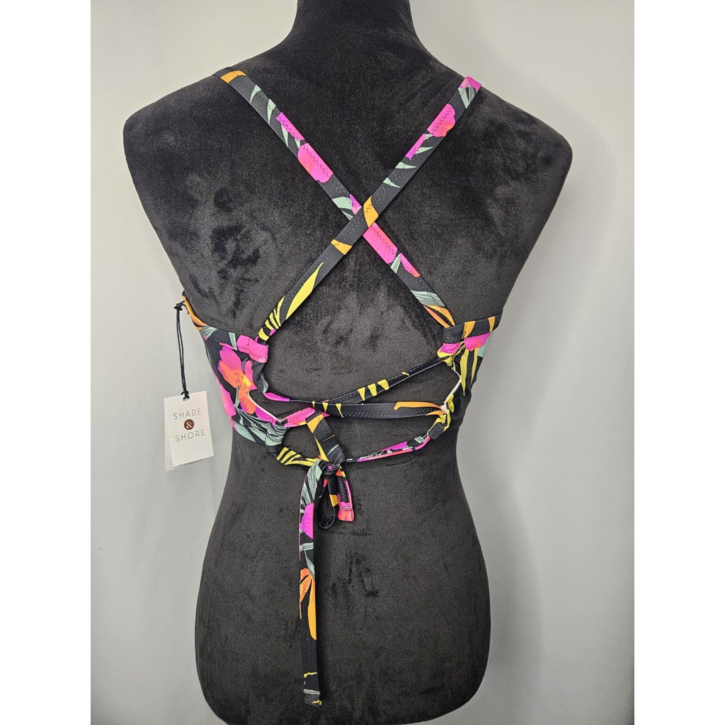 Shade & Shore Underwire Padded Bikini Top Size 38D Tropical Floral NWT