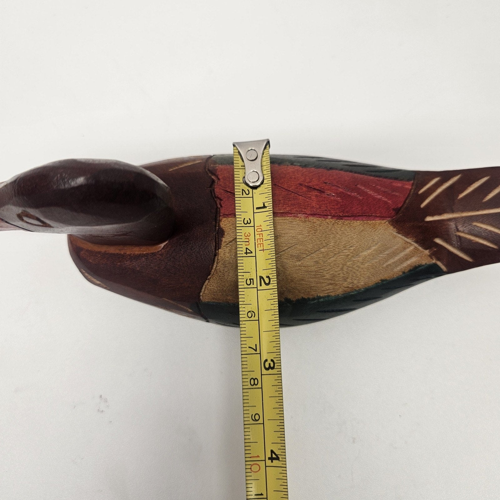 Vintage Duck Hand Carved Hand Painted Solid Wood Duck Rustic Hunter Cabin