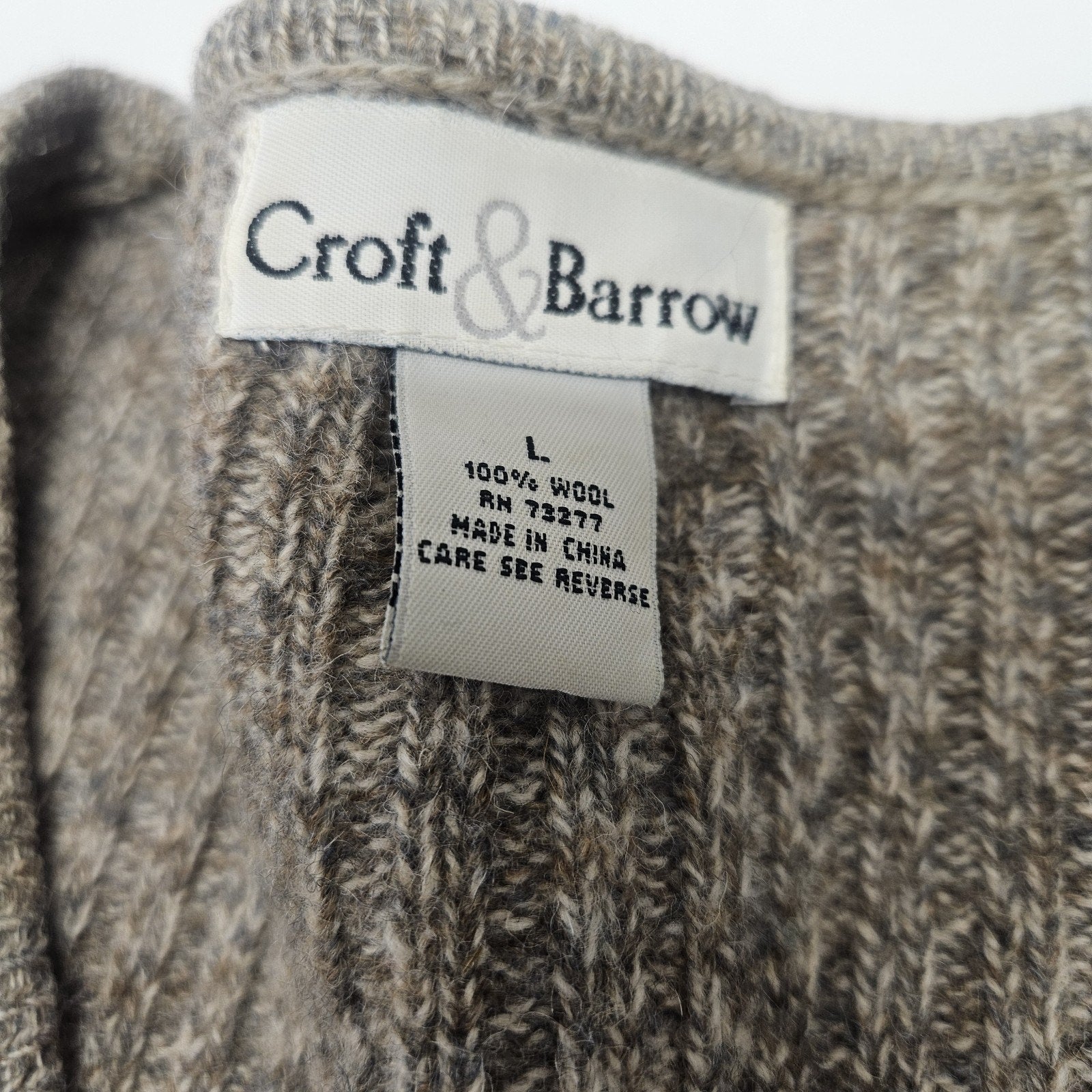 Vtg 100% Wool Knit Women Full Zip Cardigan Sweater Brown Nordic Ski Large