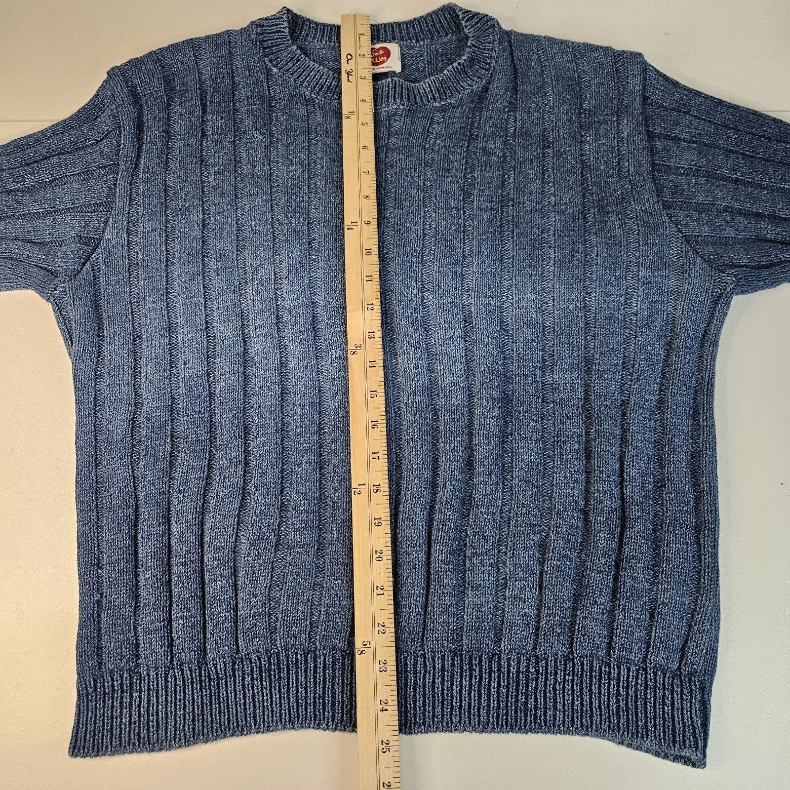 VTG I'm a Plum Navy Blue Cable Knit Fisherman Sweater Size Med Made in Minnesota