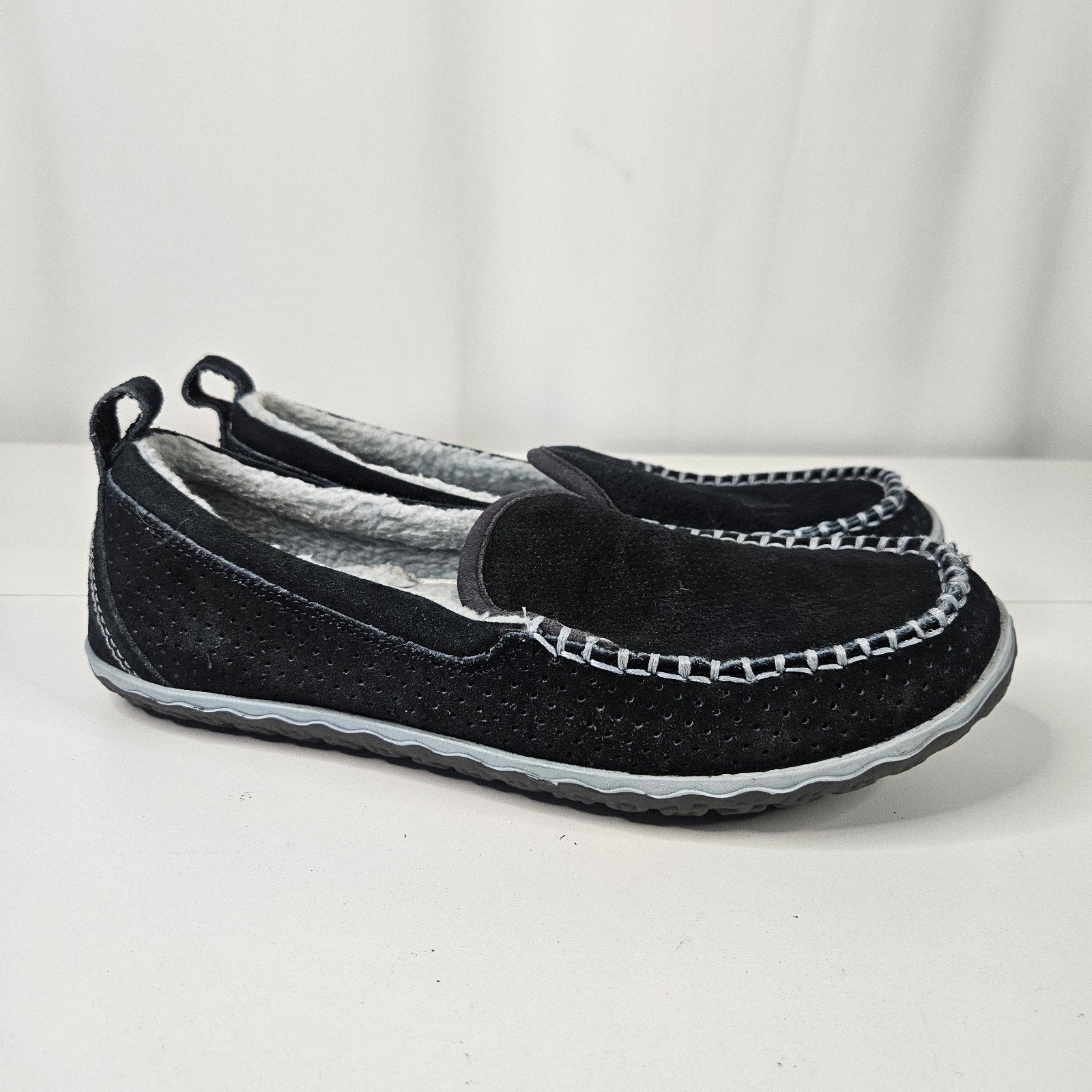 LL Bean Women Navy Blue Slippers with Faux Fur Lining Size 10 M