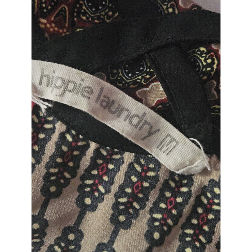 Hippie Laundry Lightweight Crop Peasant Top Red, Black & Golds Womens MED