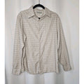 Stamp 10 Shirt Mens Large White Long Sleeve Button Up Check Print 100% Cotton