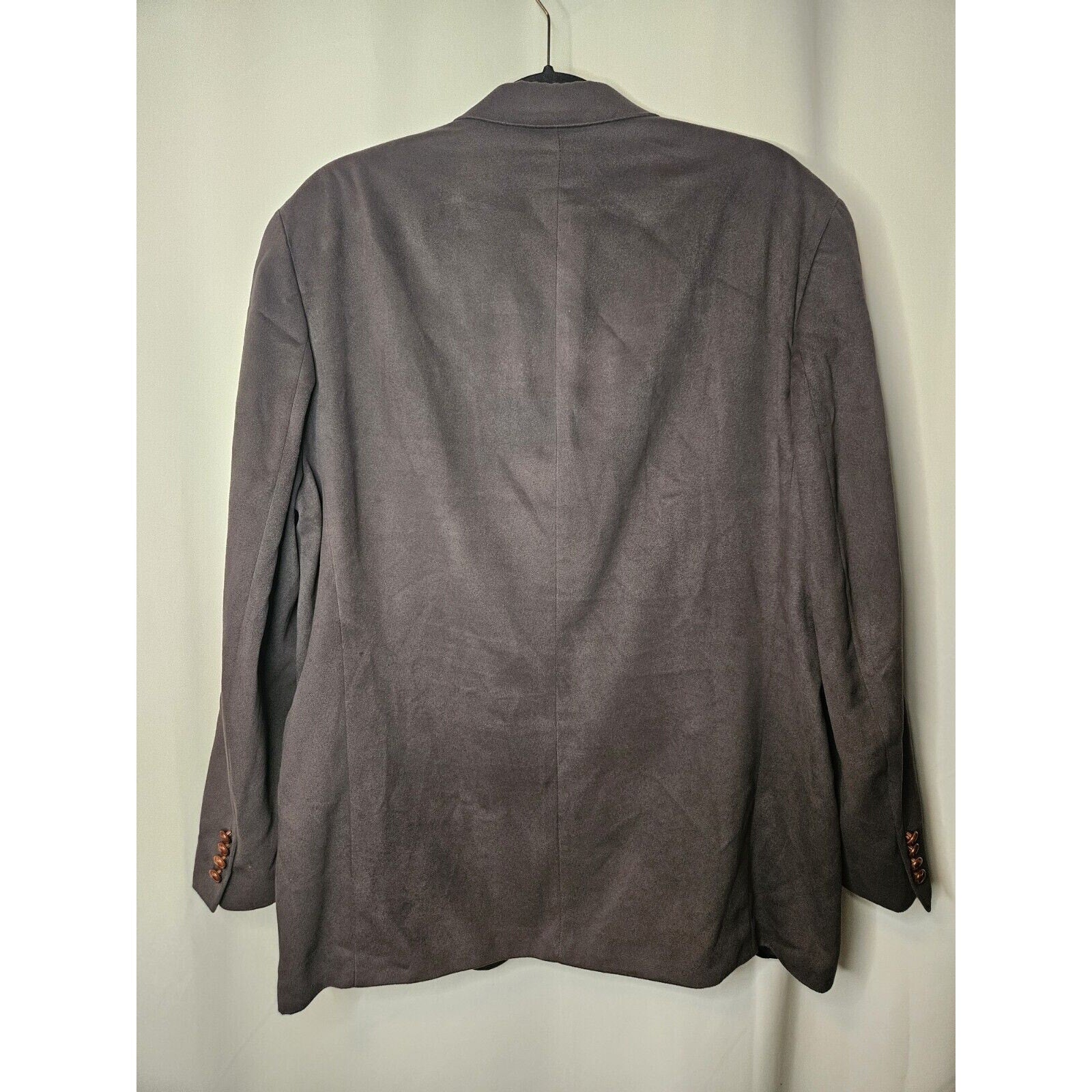Vintage Chaps Ralph Lauren Blazer Mens 46R XL Dark Gray Faux Suede 3 Buttons