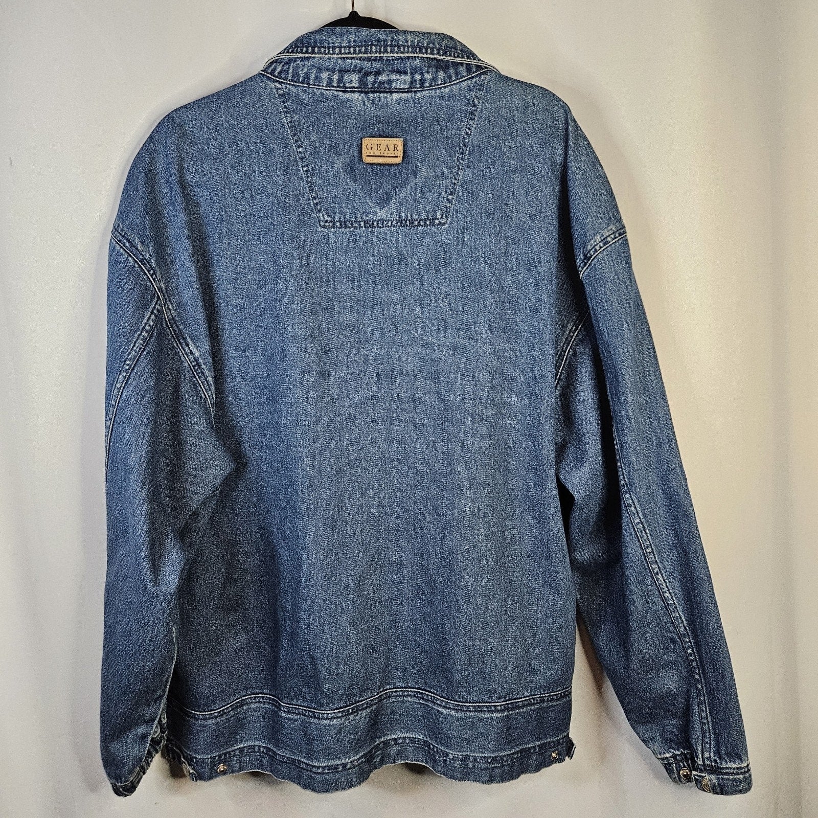 VTG 90s Coat Jacket Large Denim Oversized Puff Paint Embellished Southwestern