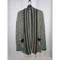 Twelfth Street Cynthia Vincent Grey Southwestern Open Knit Cardigan Small