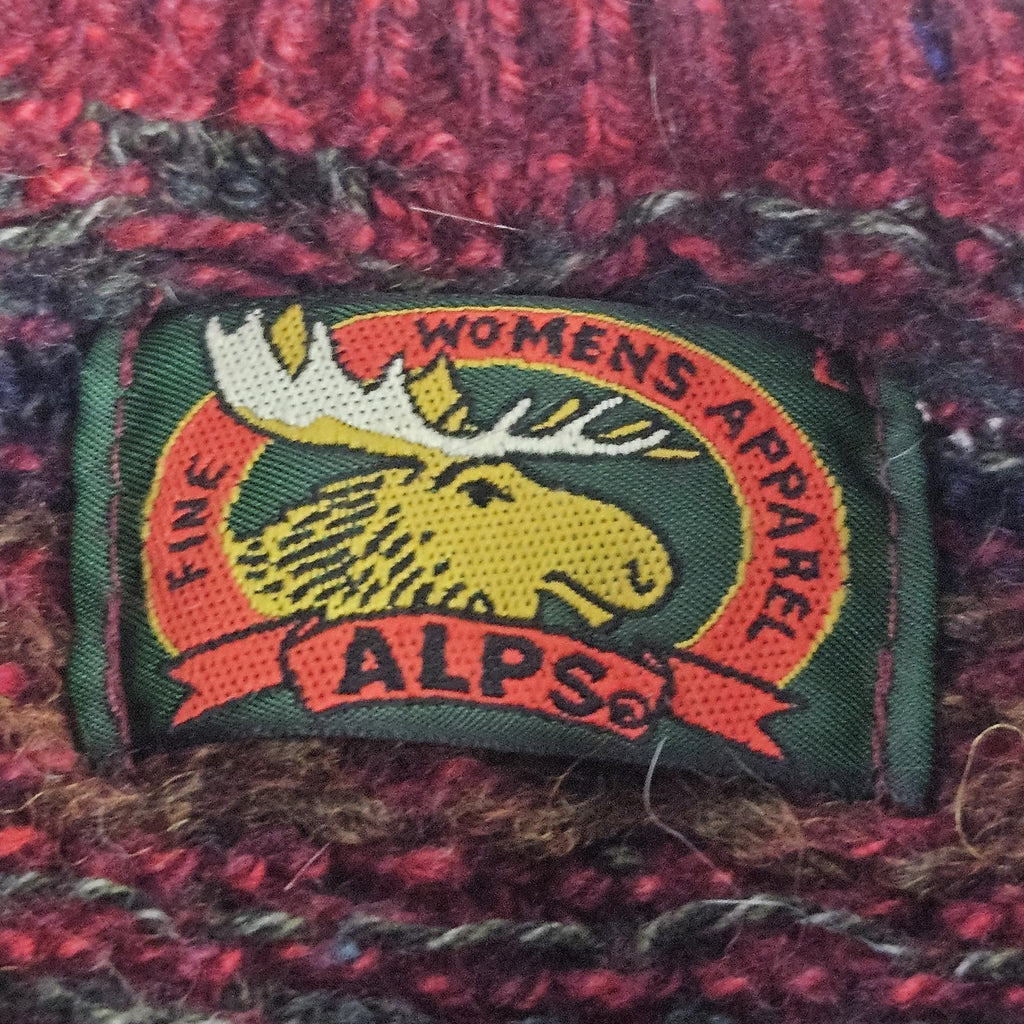 VINTAGE ALPS Wool Blend Fair Isle Chunky Knit Cardigan Ski Sweater Large Holiday