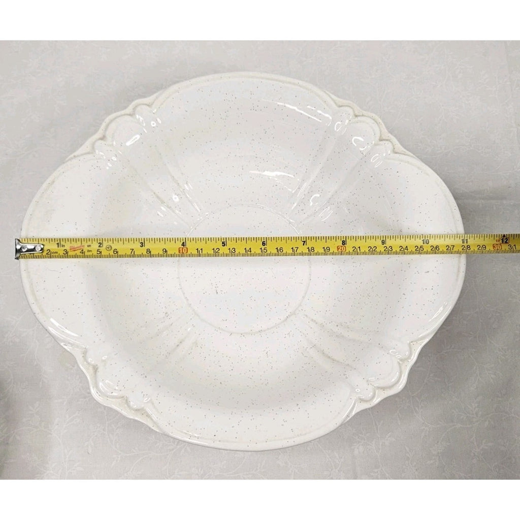 Vintage Treasure Craft Cream Pottery 11" Serving Bowl Lob Handles USA Made