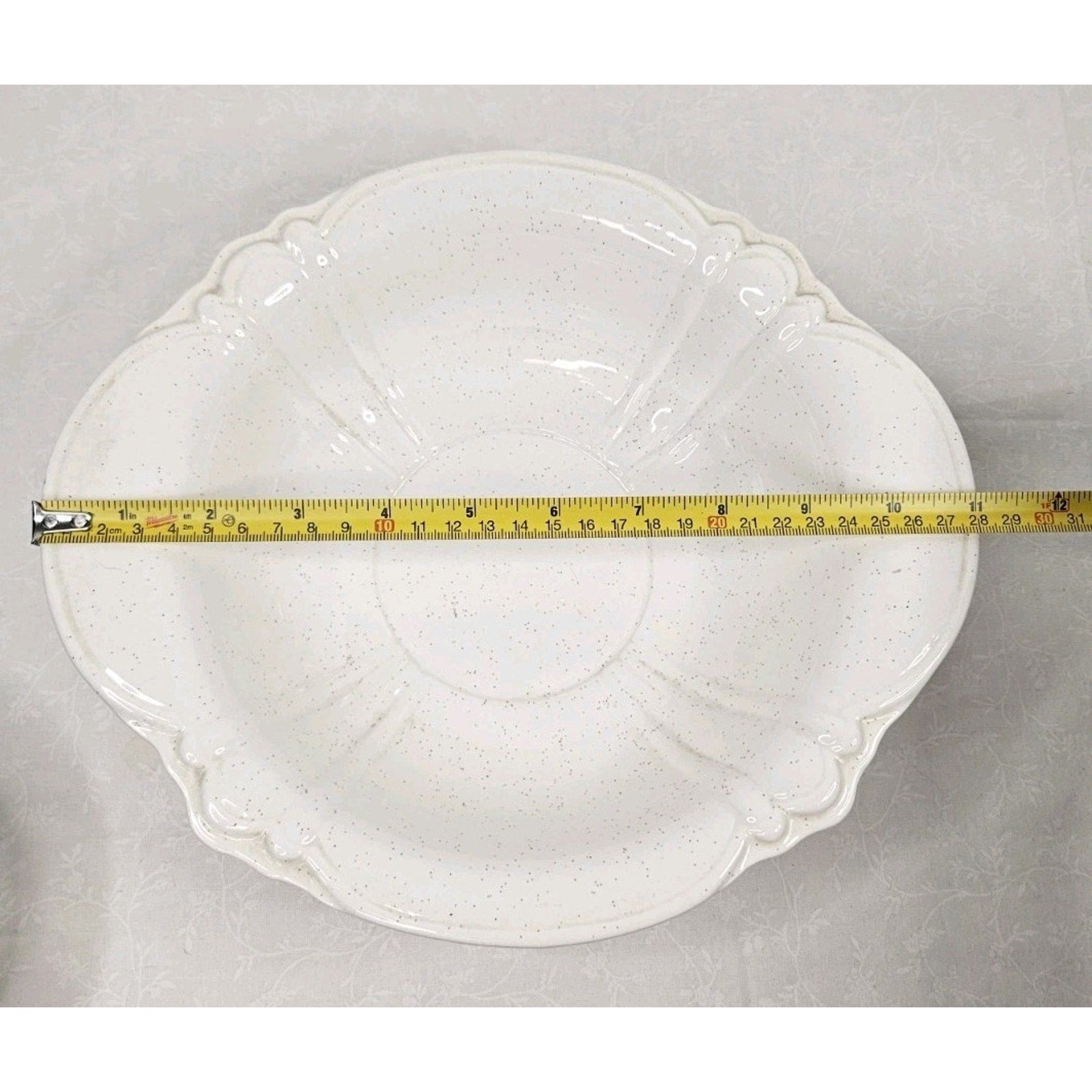 Vintage Treasure Craft Cream Pottery 11" Serving Bowl Lob Handles USA Made