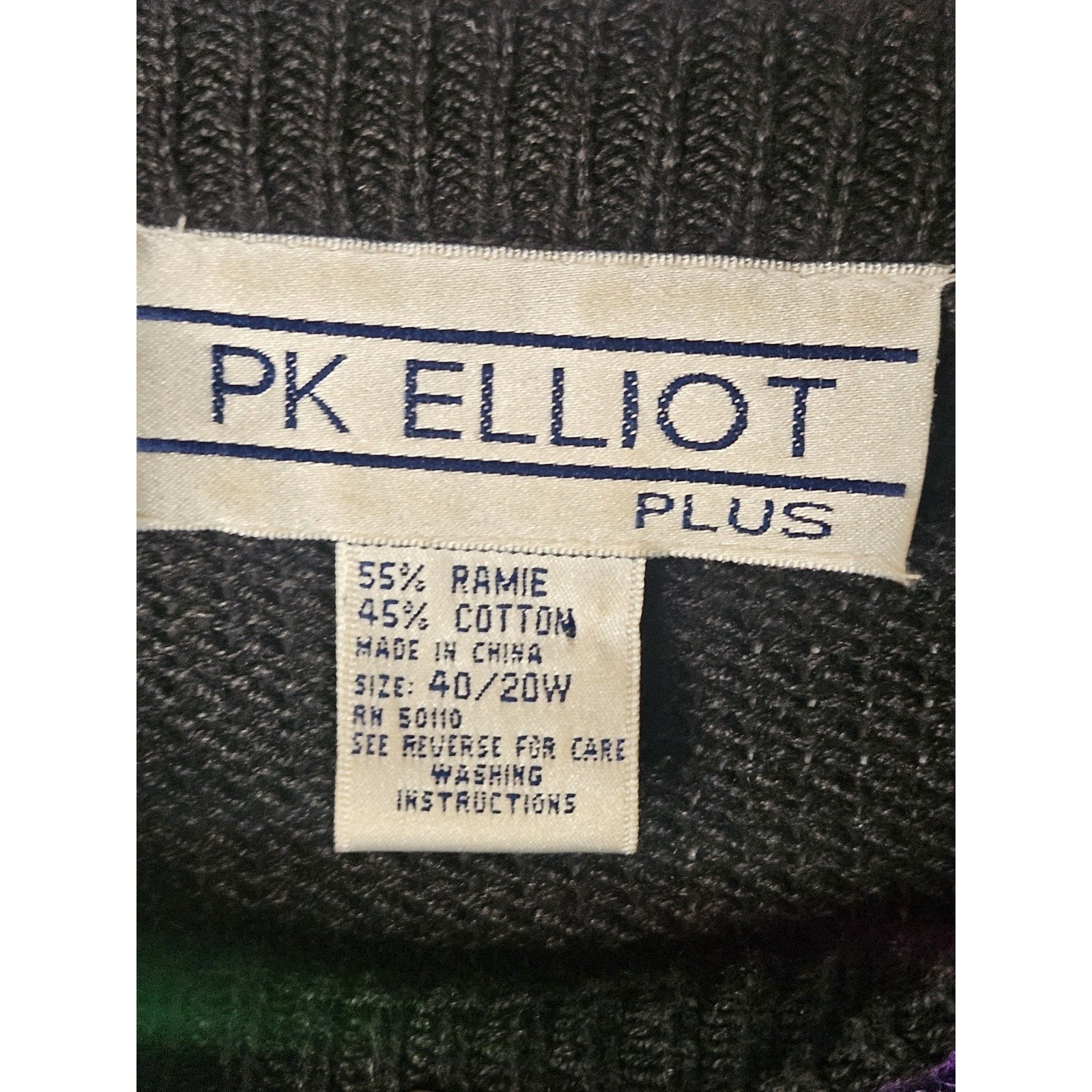 Vintage PK Elliot Plus Sweater 2X Black Sequins Pullover Casual Knit Grannycore