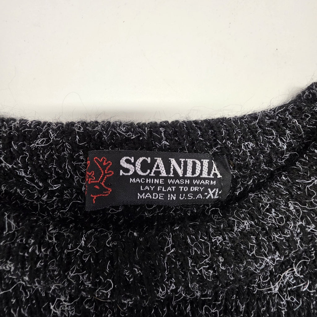 Vintage 90s Scandia Sweater Men’s Size XL Black Fall Autumn Knit USA Made