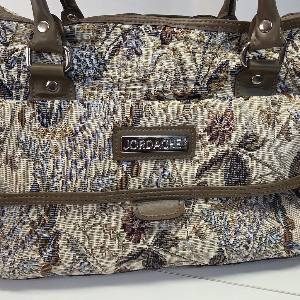 Vintage 90s Jordache Floral Tapestry Zip Shoulder Strap Duffel Travel Bag 14"