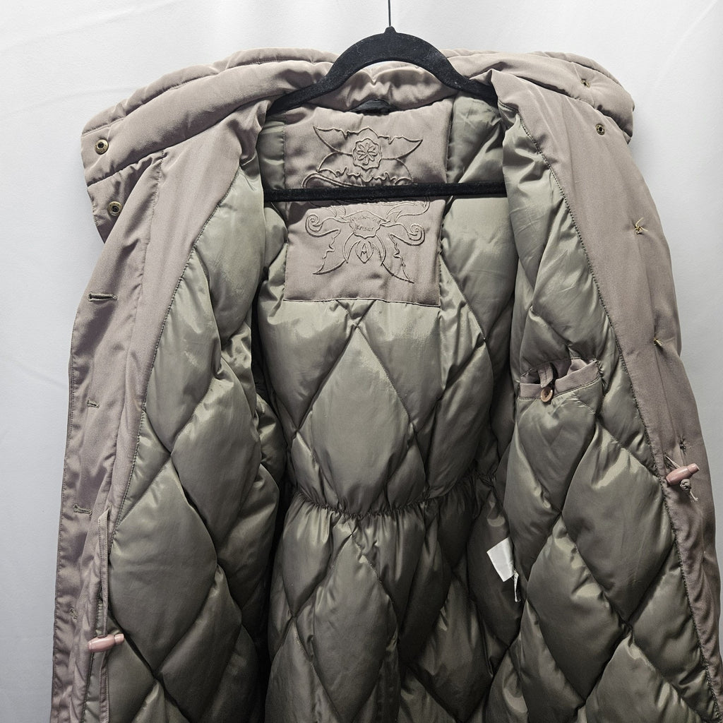 Platinum Utex Women’s Removable Faux Fur Hood Quilted Long Coat Parka