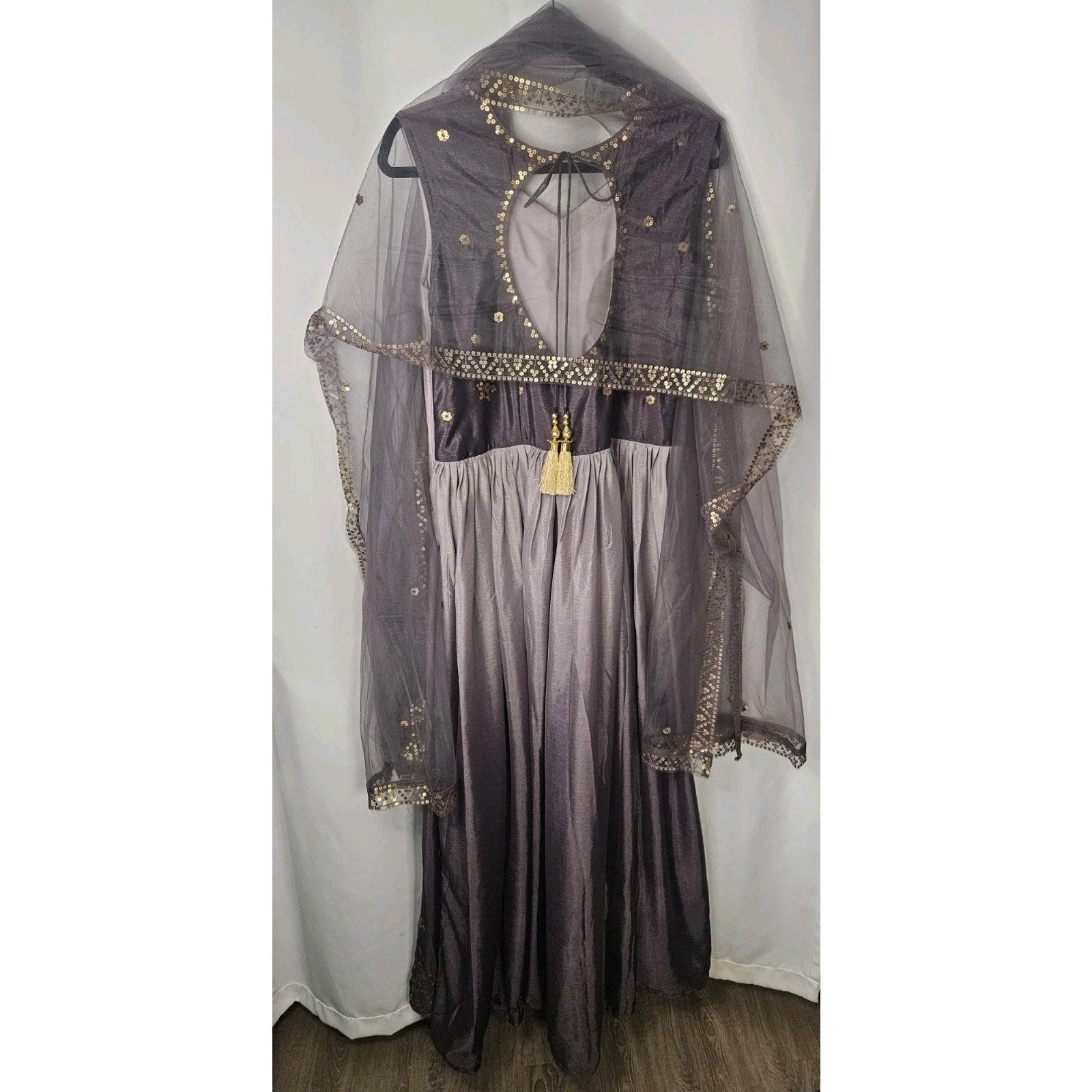 Panash Purple Embroidered Sleeveless Anarkali Suit w Sheer Dupatta Sz 36 US Med