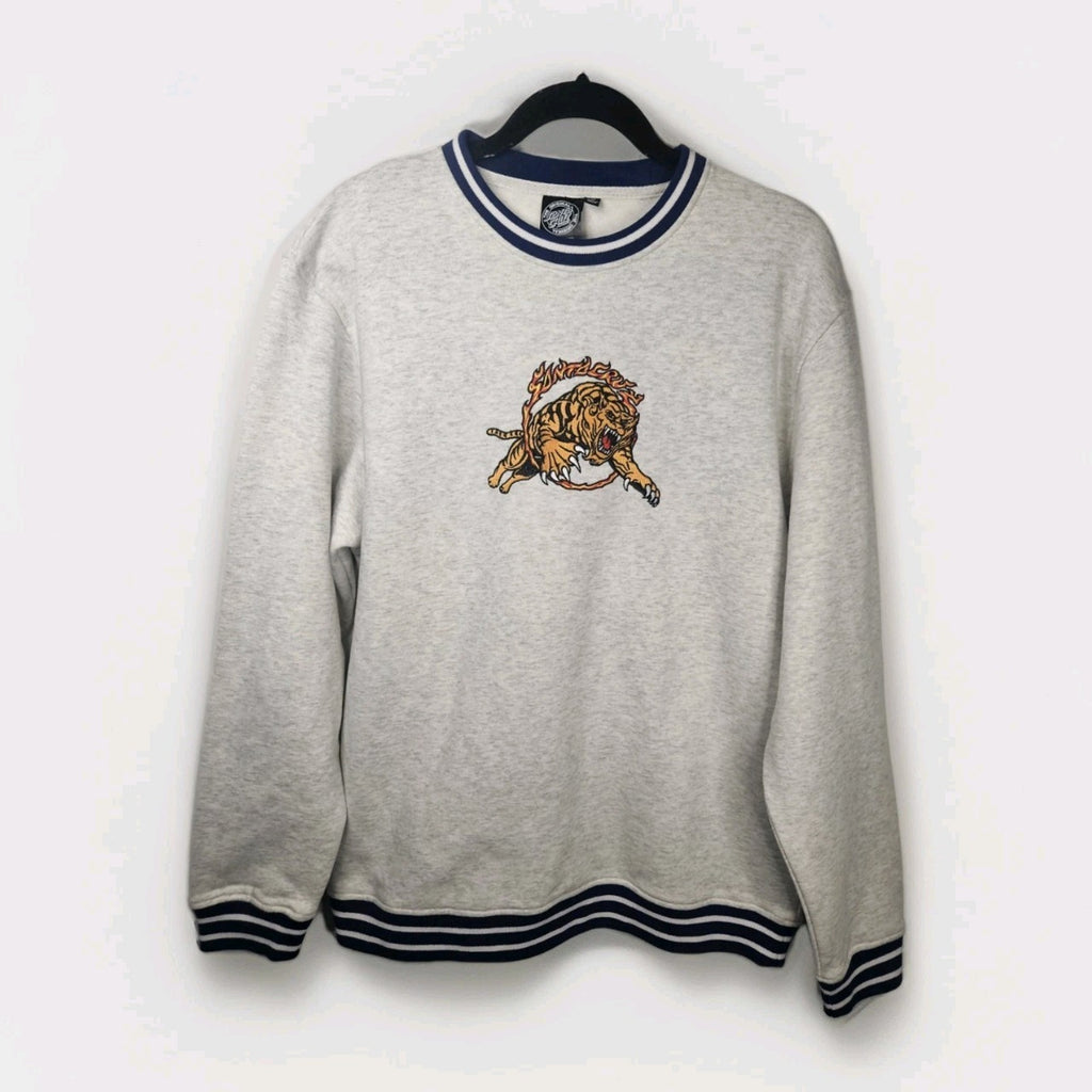 Santa Cruz Simba Tiger Sweatshirt Gray Medium Skater Y2K