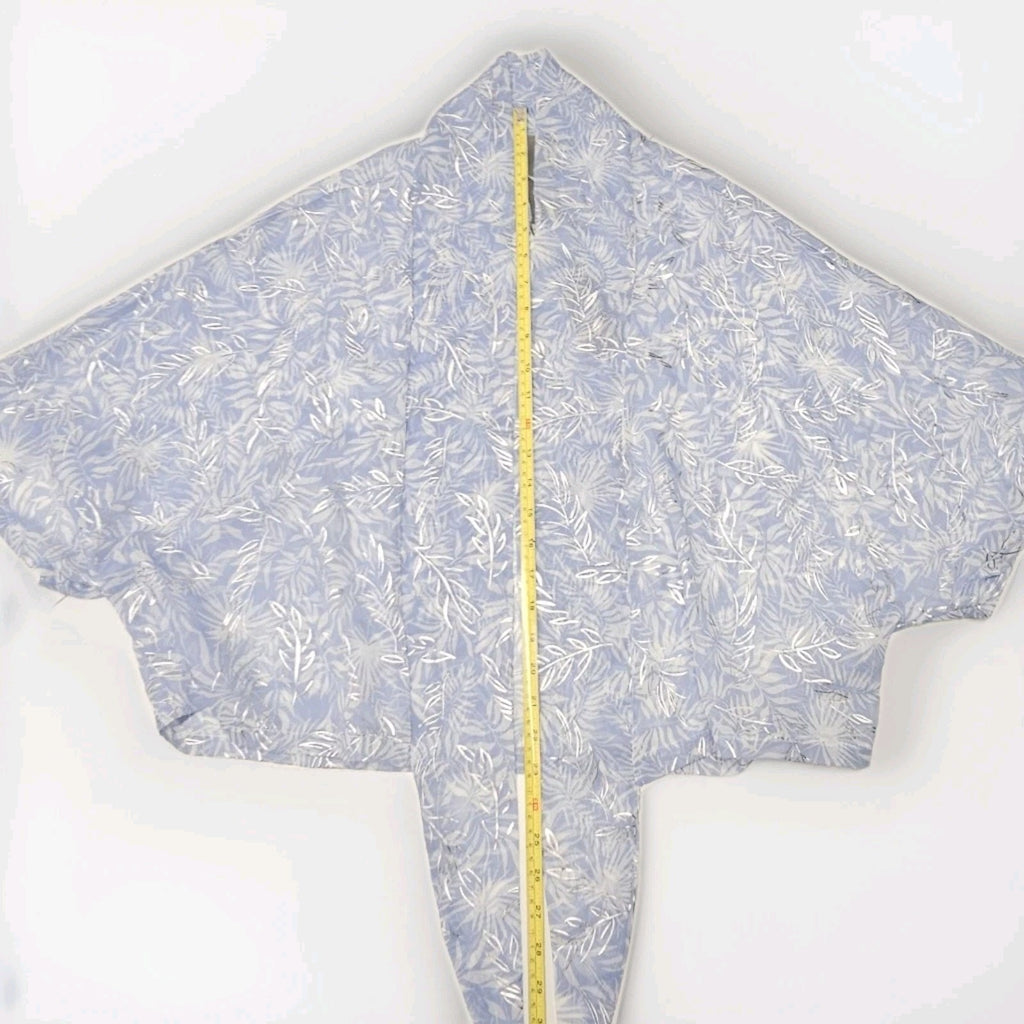 Vince Camuto Kimono Top Tropical Print Sheer Kimono Jacket Tie Waist Blue NWT OS