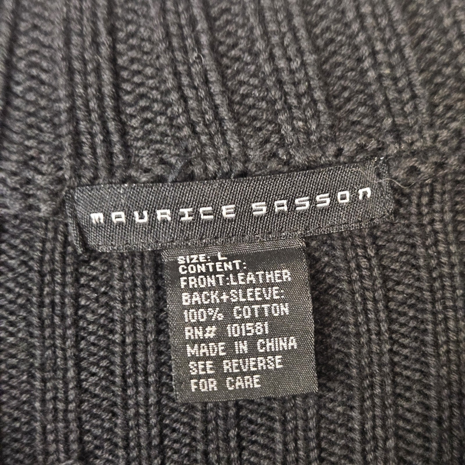 Leather Sweather Jacket By Maurice Sasson Large Vtg Black Sweater Coat
