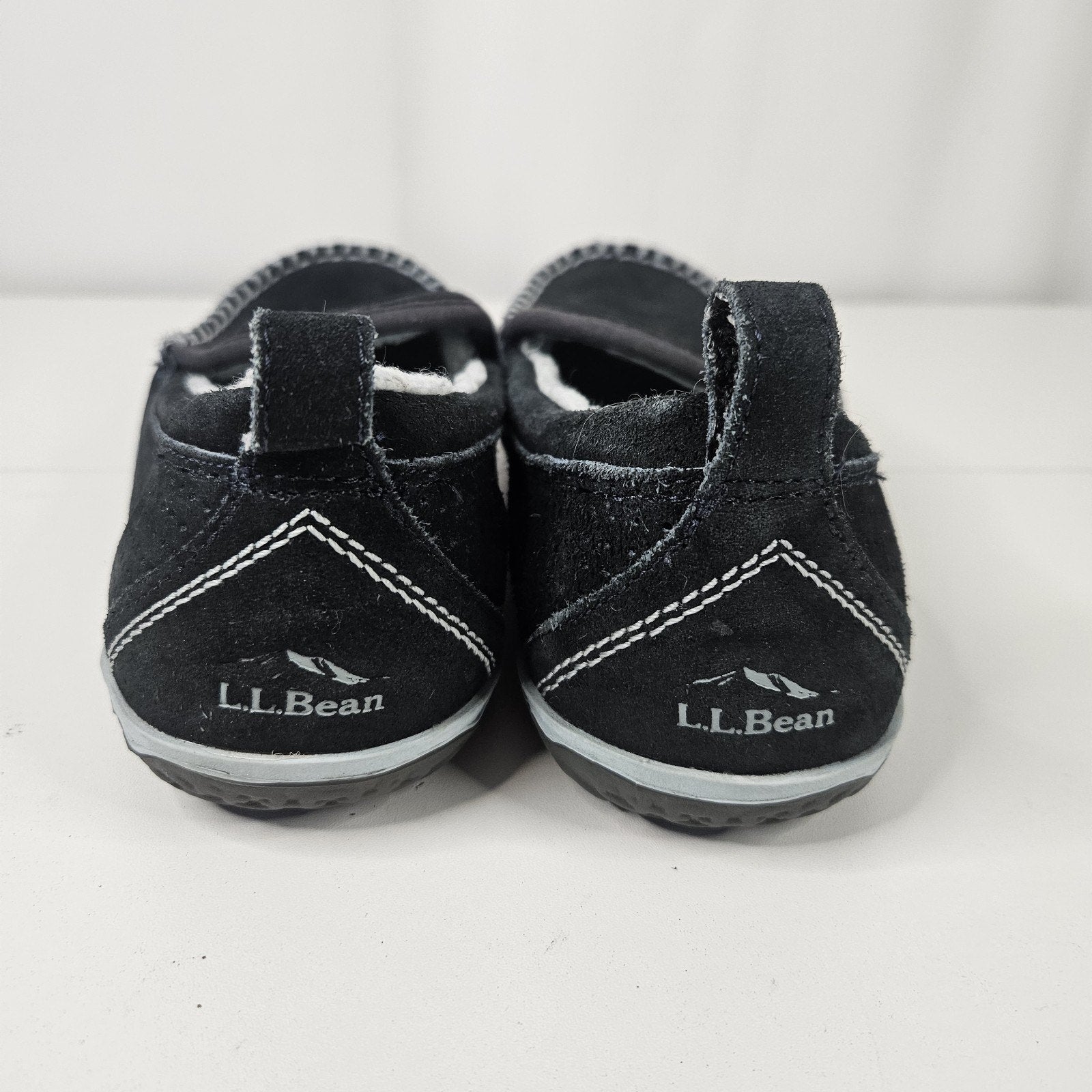 LL Bean Women Navy Blue Slippers with Faux Fur Lining Size 10 M